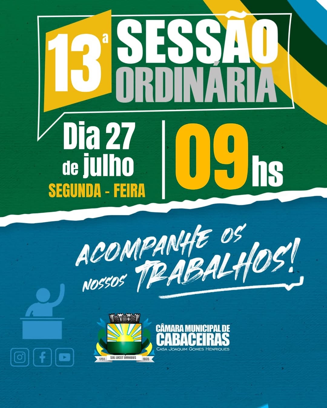 Sessão Ordinária nesta Segunda feira